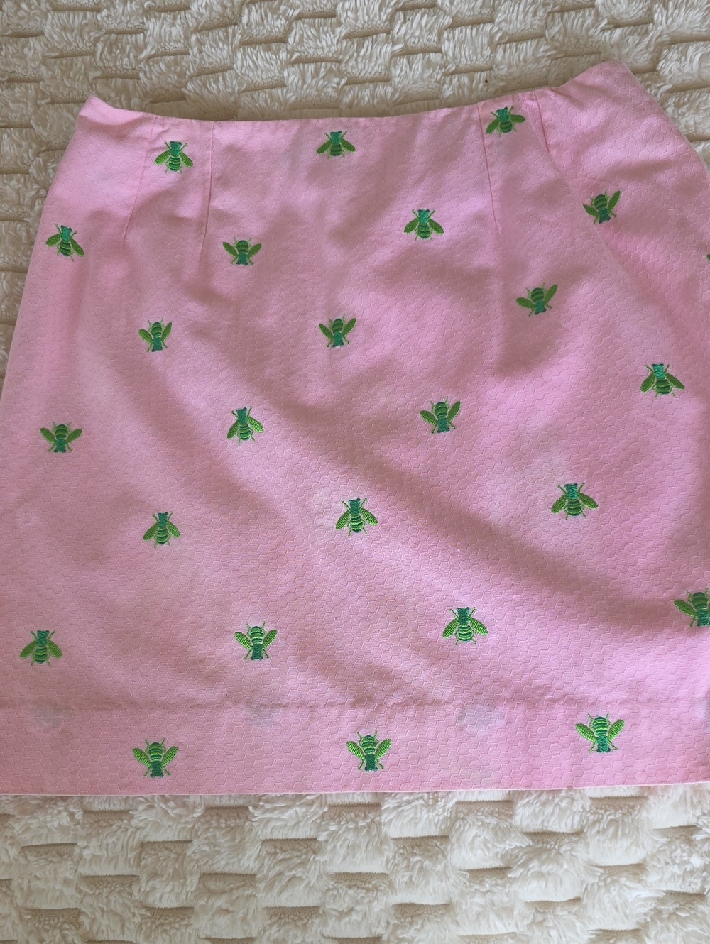 Lilly Pulitzer Pink Mini Skirt with Green Bee Embroidery